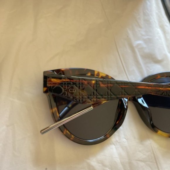Dior VeryDior1 chrome tipped tortoise & blue tint angled arms cat eye sunglasses main image 12